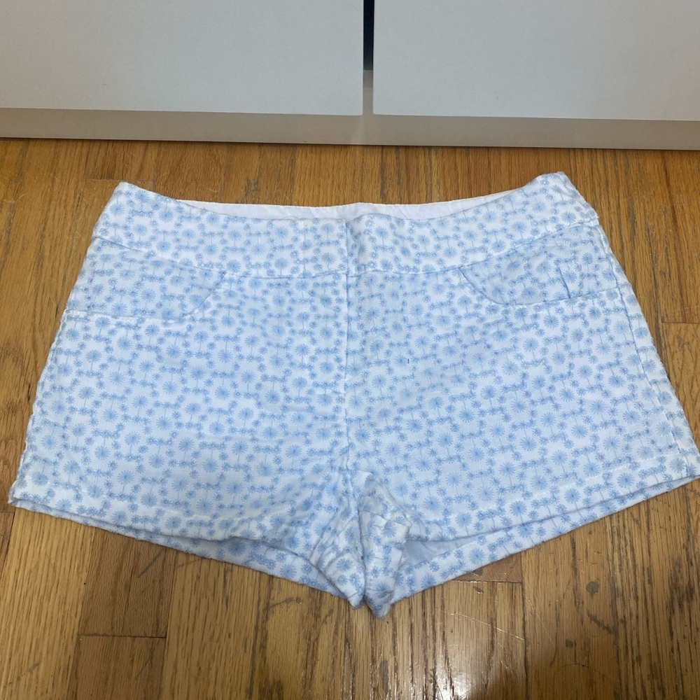 H&M Blue embroidered flower shorts